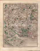 Hampshire Portsmouth Isle of Wight John Cary's Antique George III 1794 Map.