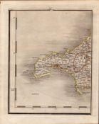 Penzance, St Ives, Redruth, Lands’ End, John Cary’s Antique 1794 Map.