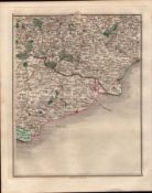 Kent & Sussex Coast Beachy Head Etc John Carys Antique 1794 Map.