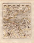 Firth of Forth Fife & Lothian Edinburgh John Cary's Antique 1749 Map.