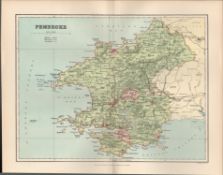 Wales Pembroke Tenby St Davids Fishguard Victorian Map.