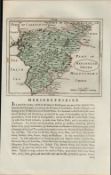 Wales Merionethshire Antique 1783 F Grose Copper Plate County Map.