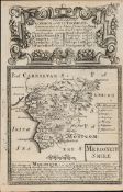 Britannia Depicta E Bowen c1730 Map Wales Denbigh Bala Barmouth the Hundreads.