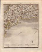 Cornwall, Falmouth, Truro, Bodmin, St Austell - John Cary’s Antique 1794 Map.
