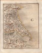 Humber Estuary York's Linc's Grimsby Hull - John Cary’s Antique 1794 Map.