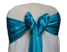 Lot 77; 100 Cornflower Blue Satin Chair Decoration Sashes RRP £120