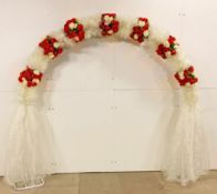 Lot 3; Professional Metal 275cm Wedding Flower Arch With Red & Ivory Artificial Flowers. RRP £999