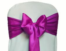 Lot 73; 100 Fuchsia Satin Chair Decoration Sashes RRP £120