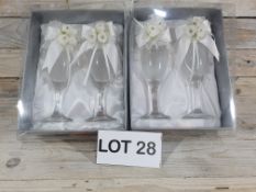 Lot 28; 2 x 2 Wedding Champagne Flutes With Decoration RRP £36