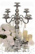 Large Polished Steel Candelabra With 4 Arms & 5 Candle Holding Positions. Approx. 48cm Tall. RRP £..