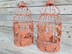 Lot 24; 2 x Peach Metal Bird Cages 30cm Tall x 14cm Across Combined RRP £46