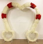 Professional 2.8M Heart Shaped Metal Flower Arch With Ivory & Red Artificial Flowers. RRP £999