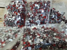 Lot 47; 10,000 Deep Red Flat Back Crystal Gems In 10 Packs RRP £35