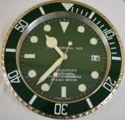 34 cm Silver Body Dark green Bazel Green Dial clock