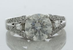 18ct White Gold Single Stone With Stone Set Shoulders Diamond Ring (2.50) 2.85 Carats