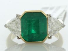 18ct Yellow Gold Three Stone Diamond And Emerald Ring (E4.27) 2.04 Carats