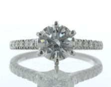 18ct White Gold Single Stone Prong Set With Stone Set Shoulders Diamond Ring (1.56) 1.85 Carats