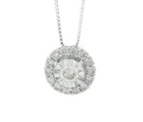 9ct White Gold Round Cluster Diamond Pendant 0.30 Carats