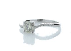 18ct White Gold Single Stone Claw Set With Stone Set Shoulders Diamond Ring (0.60) 0.74 Carats