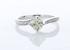 18ct White Gold Single Stone With Diamond Set Shoulders Ring (0.57) 0.72 Carats