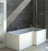 Brand New Lena White Right Hand Shower Bath with Screen - 1700 x 850mm RRP £480 **No Vat**