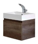 Brand New Boxed Mino 500mm Wall Hung Vanity Unit with Basin - Nebraska Oak RRP £220 **No Vat**