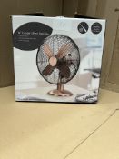 Morrisons Home 10 Inch Copper Effect Desk Fan. RRP £26.99 - GRADE U
