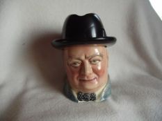 Winston Churchill Tobacco Jar/Hat Ashtray -T. Lawrence Falcon Ware England 1950's