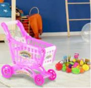 Brand New Pink Children's Kids Role Play Supermarket Shopping Trolley Set