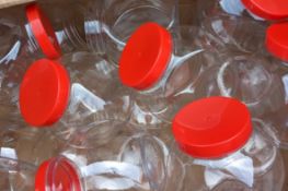 24 Clear Plastic Sweet Jars and Lids.
