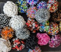 20 Beaded Fashion Rings, Mixed Colours and Designs.