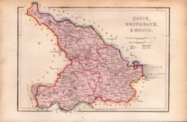Cavan, Westmeath, Meath Antique 1850’s Map Mrs Hall Tour of Ireland.