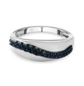 New! Blue Diamond Ring In Platinum Overlay Sterling Silver