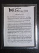 The Very Last Beatles Official Fan Club Letter From Freda Kelly (Secretary).