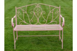 Rustic Pink Powdered Garden Bench
