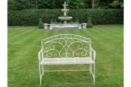 Rustic Cream Finish Garden Bench