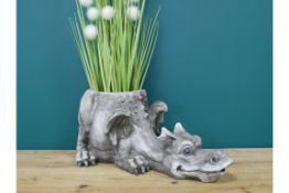 Sitting Dragon Planter and Laying Dragon Planter