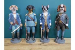 Set of 4 Quirky Military Dog Themed Ornaments featuring Labrador, Frenchie, Spaniel & Dachshund