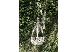 Rustic Cream Hanging Basket with Bracket