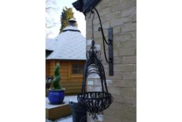 Set of 2 French Inspired Black Hanging Basket with Bracket