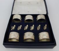 Vintage Silver Plated 6 Place Knapkin Ring Set