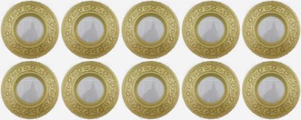 Set of 10 Ornate Decorative Gilt Glass Plates