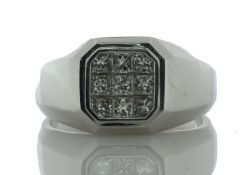 18ct White Gold Illusion Set Cluster Diamond Ring 1.09 Carats