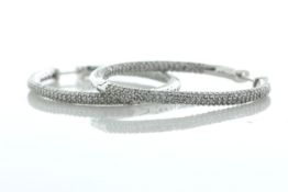 9ct White Gold Full Eternity Diamond Hoop Earrings 2.00 Carats
