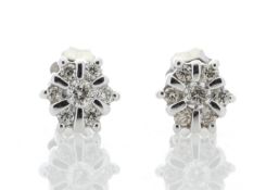 9ct White Gold Diamond Flower Earring 0.20 Carats