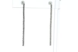 18ct White Gold Tennis Diamond Drop Earrings 1.02 Carats
