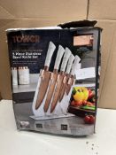Tower 5 Piece Stanless Steel Knife Set and Block. RRP £50 - Grade U