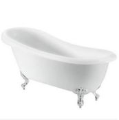 Brand New Kingham White Slipper Roll Top Bath with Silver Feet RRP £785 **No Vat**