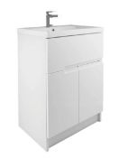 Brand New Boxed Vermont 600mm Floorstanding Vanity Unit with Basin - Gloss White RRP £470 **No Va...