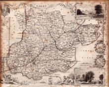 Essex Steel Engraved Victorian Thomas Moule Antique Map.